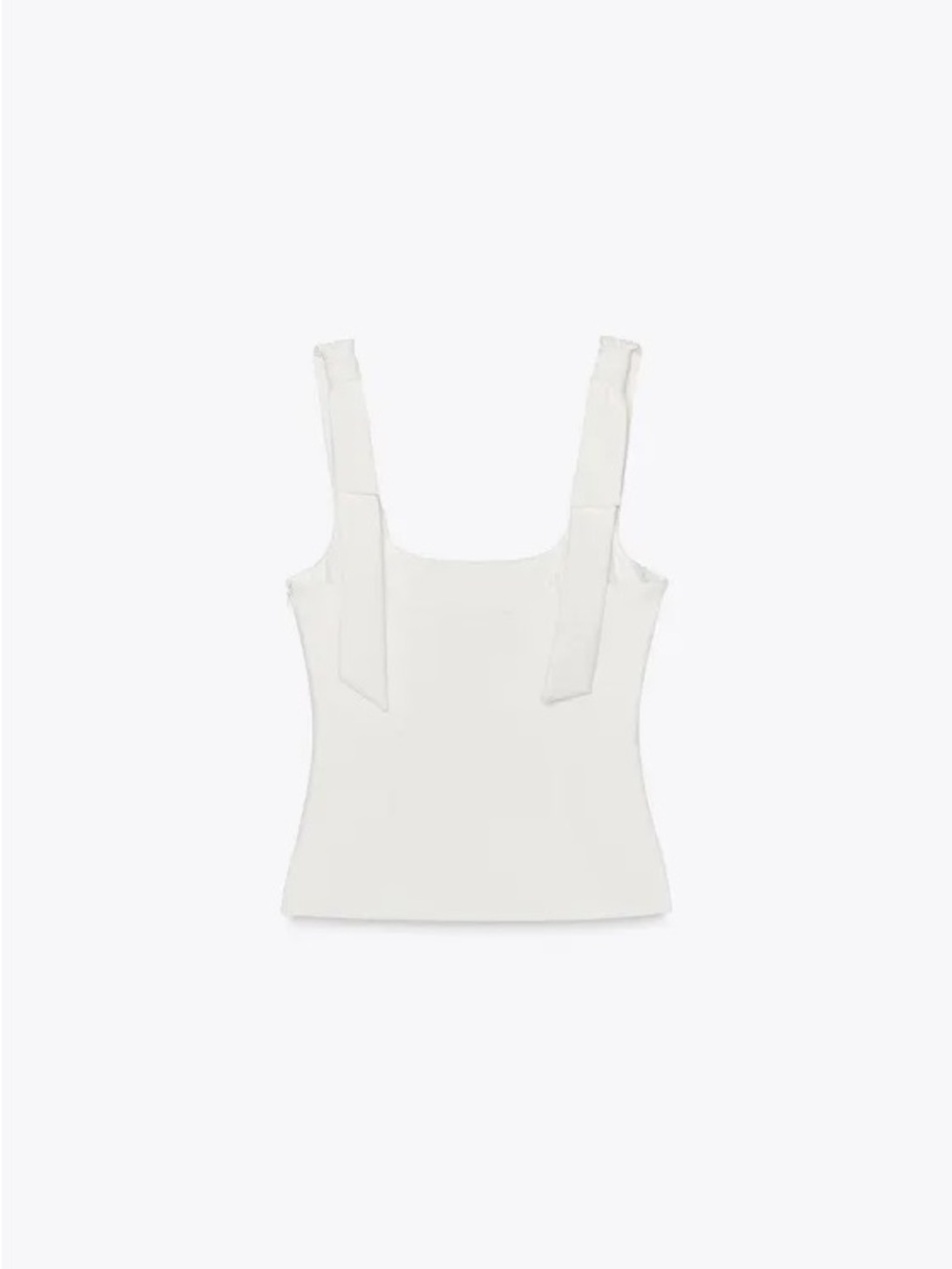 Zara NWT White Bow Tie Strap Tank Top Sz Large Viral - Picture 3 of 10